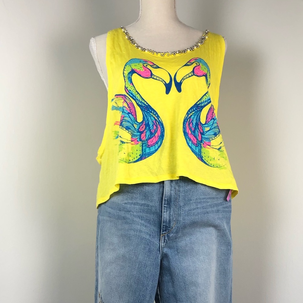 Oversized flamingo tank top